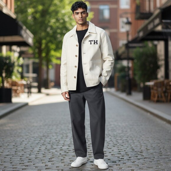 Tommy Hilfiger White Leather Jacket - Picture 1 of 11